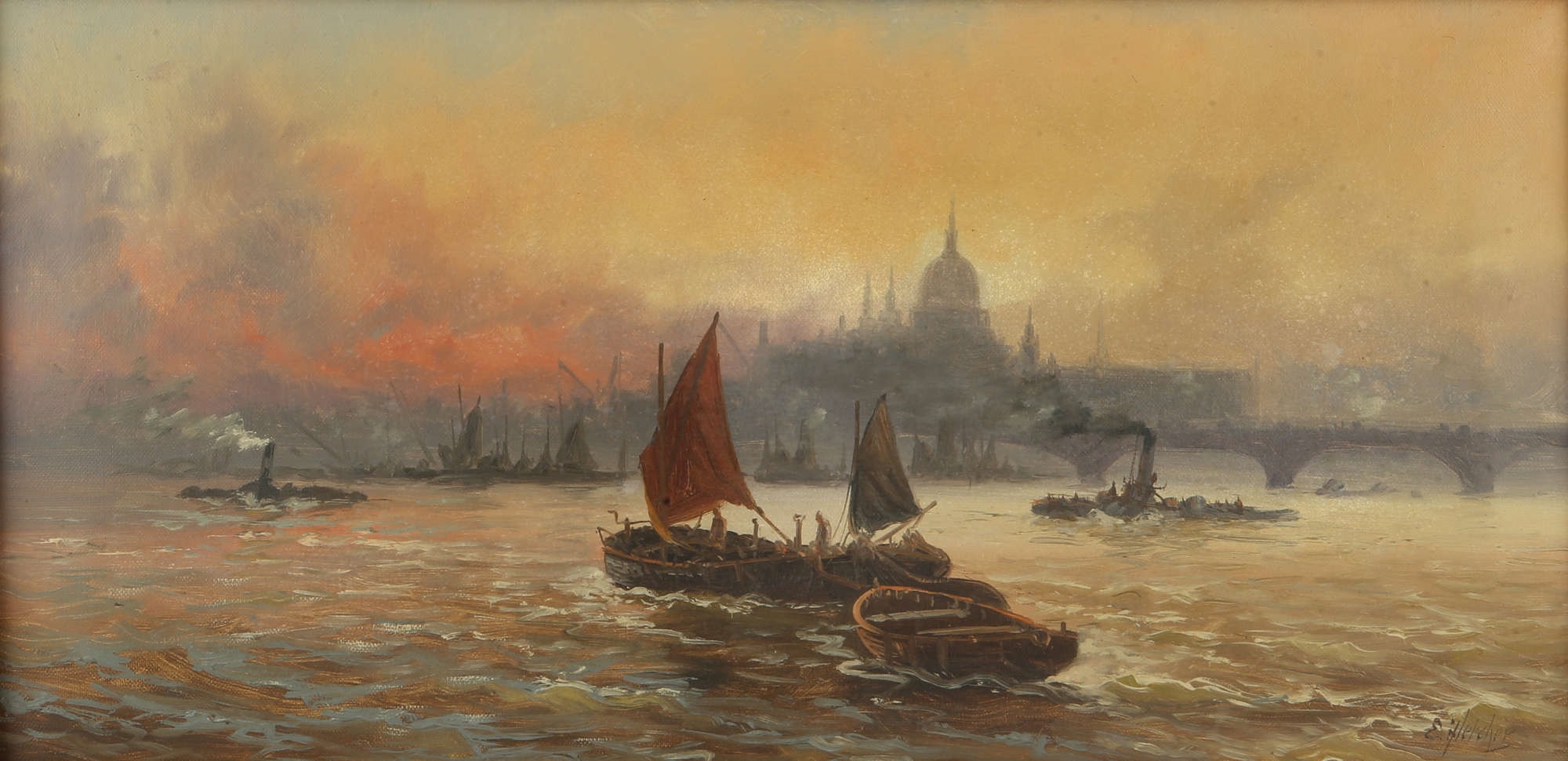 Edward Henry Eugene Fletcher | Thames scene with St. Paul's to ...