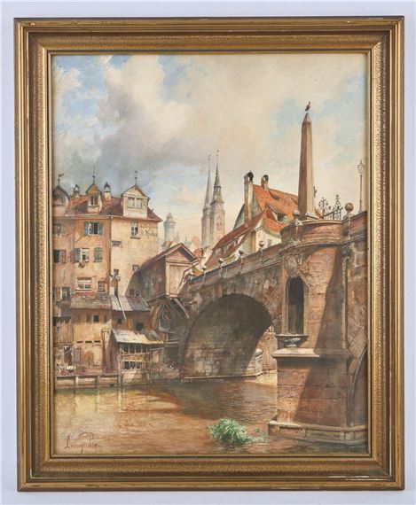 Lorenz Ritter | German townscape with river running under bridge ...