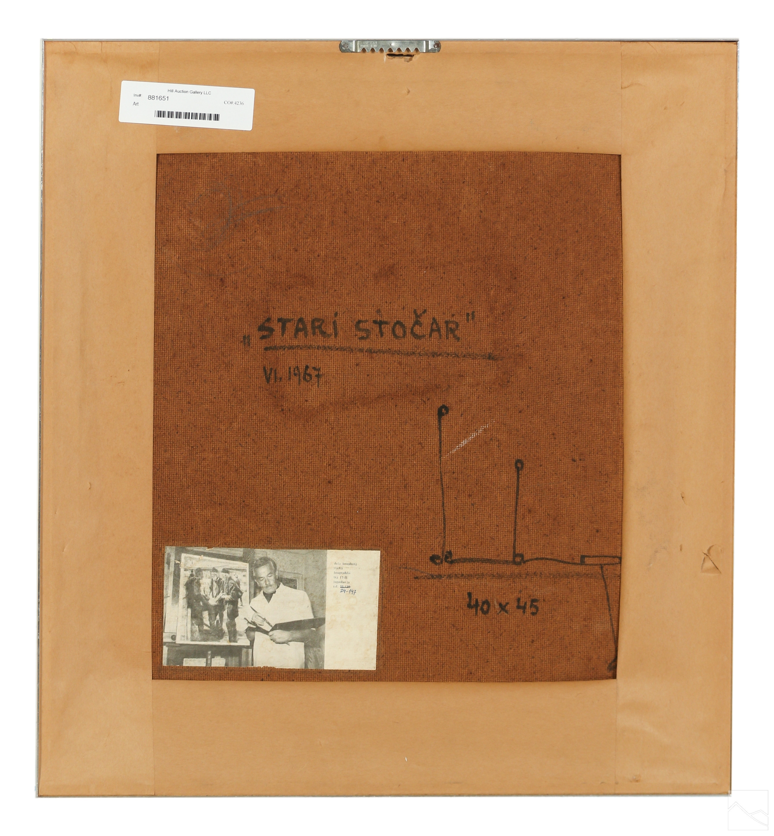 Artwork by Deze Levenberg, Portrait of an older male figure with strong mustache and eyebrows, Made of oil painting on board