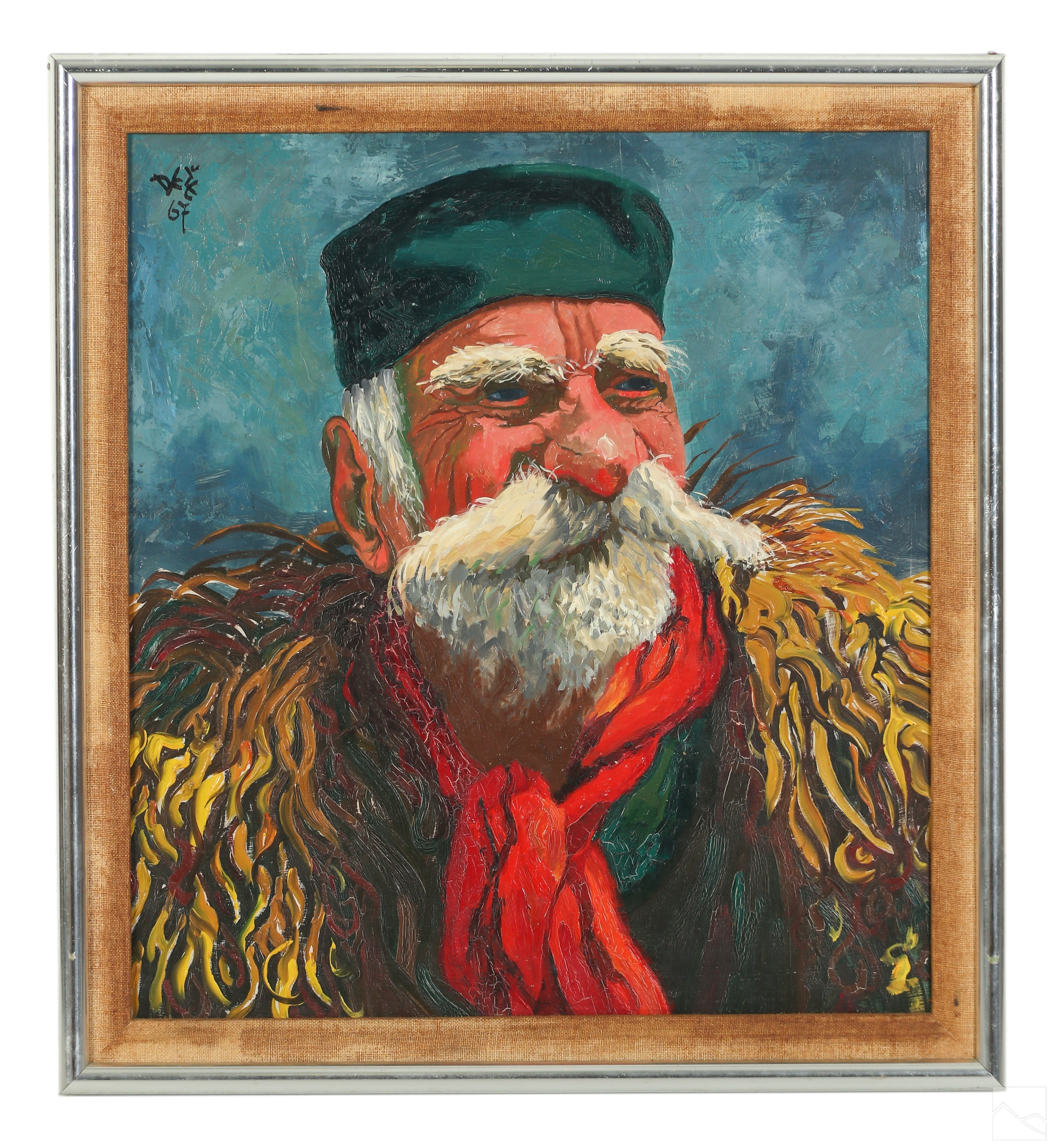 Artwork by Deze Levenberg, Portrait of an older male figure with strong mustache and eyebrows, Made of oil painting on board