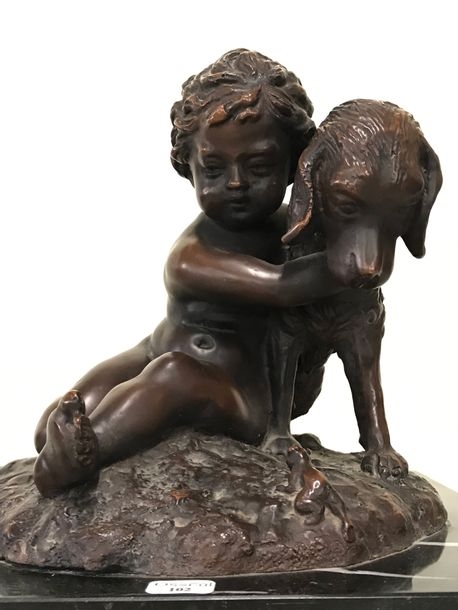 Joseph d'Aste | Cherub with a dog and a frog. | MutualArt
