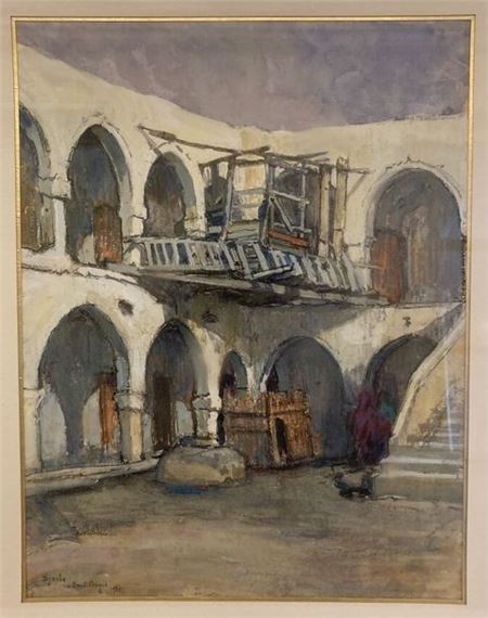 Interior courtyard of a house in Djerba by René Pinard, 1933