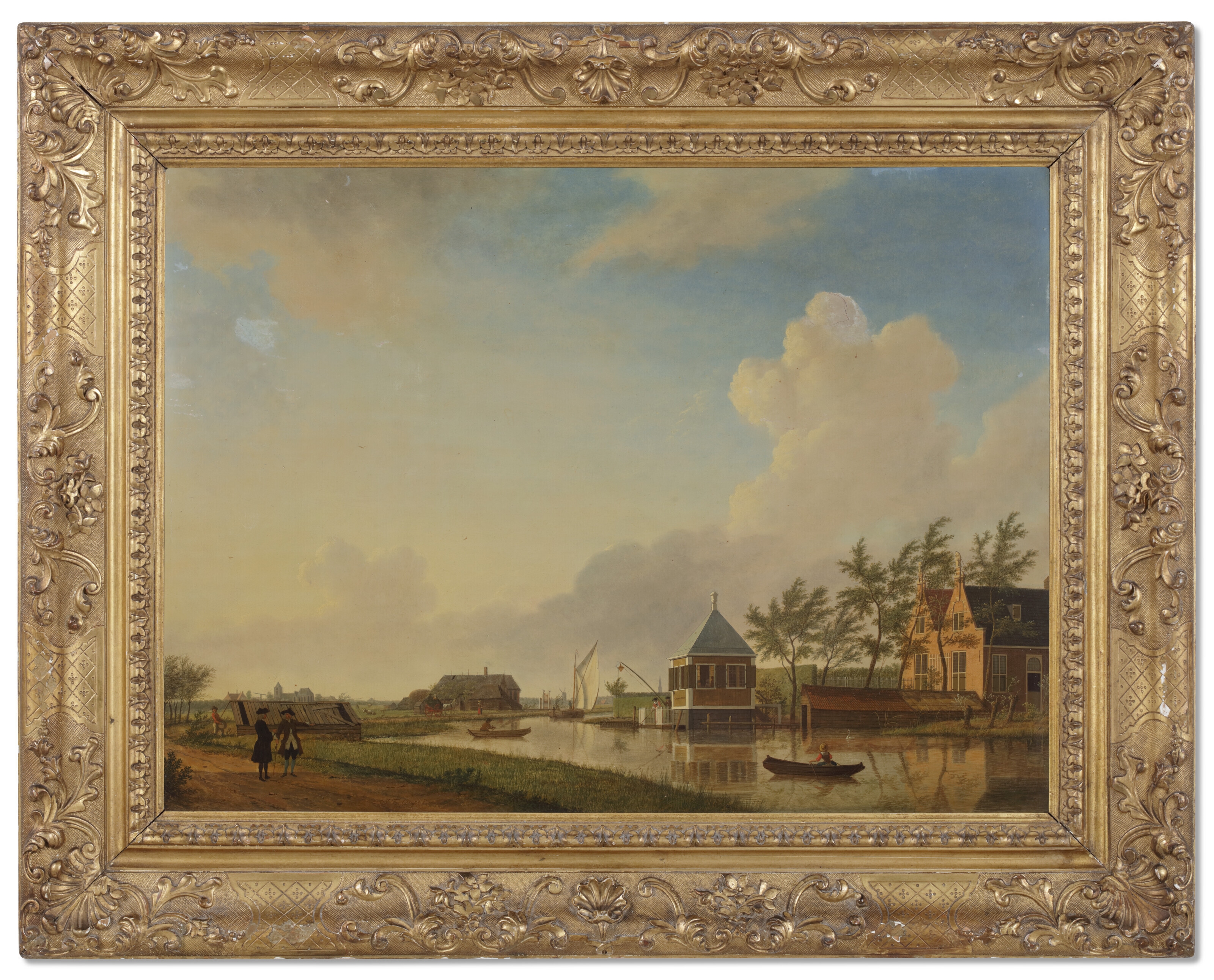 Artwork by Jan ten Compe, A view of Buitenplaats Groeneveld on the river Holendrecht between Ouderkerk aan de Amstel and Abcoude, Made of oil on panel