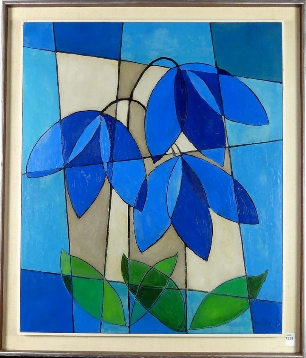 Artwork by Tilde Pedersen, Untitled: Still Life in Blue, Green & Grey, Made of oil on panel