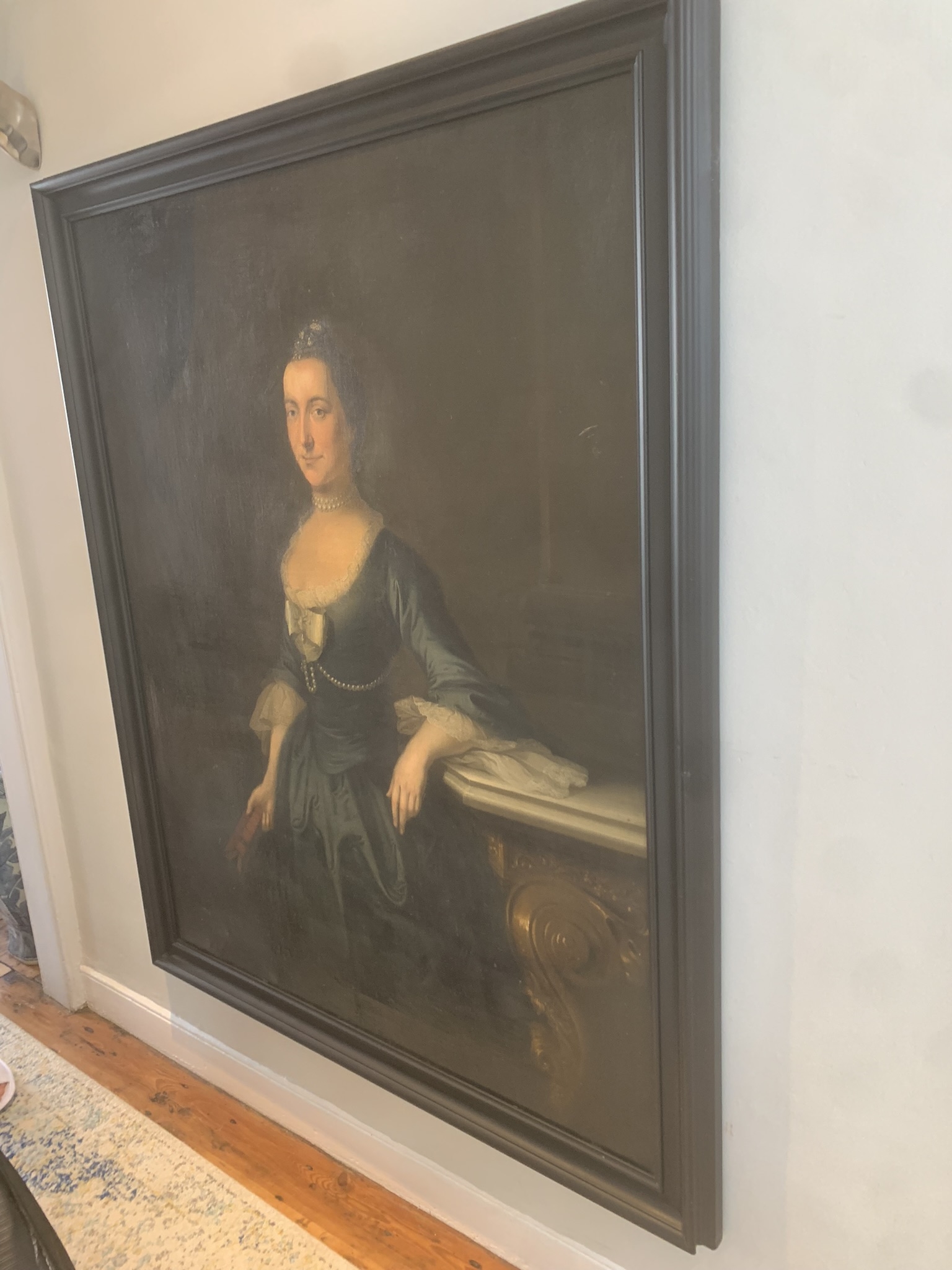 Thomas Bardwell Portrait of a lady threequarterlength standing in a