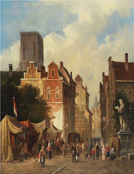 A Dutch market scene by Jan Hendrik Verheijen