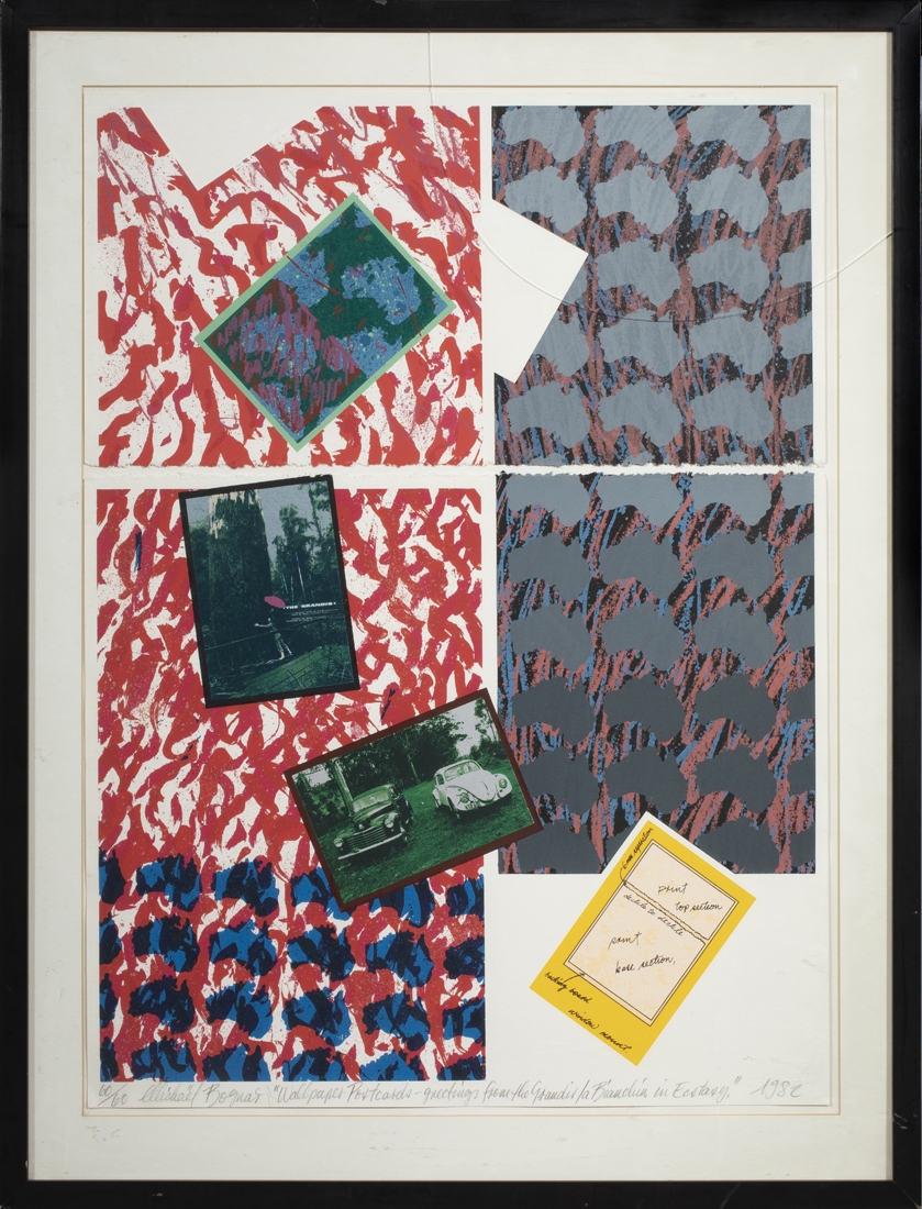 Artwork by Michael Bognar, "Wallpaper Postcards-Greetings from the Grandis la Bianchin in Ecstacy, Made of lithograph in colors