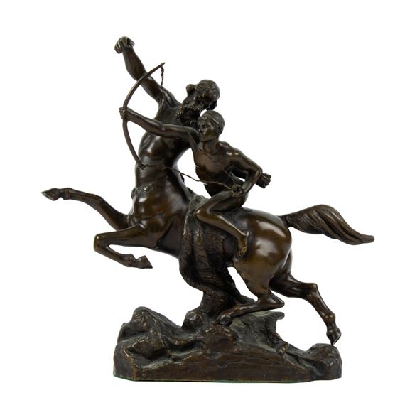 A French patinated bronze model of the Education of Achilles by Giambologna