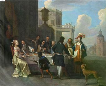 Elegante Gesellschaft beim Festmahl vor dem Palast - Frans de Geffels