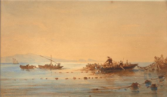 Scène de pêche par temps calme