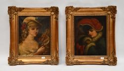 Portraits de dame, allégories de l'été et de l'hiver by A. Petit