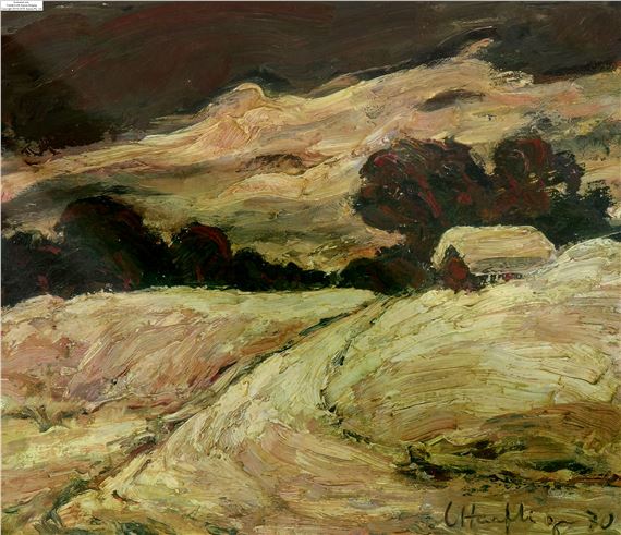 Winterlandschaft mit Scheune by Leopold Häfliger, 1970