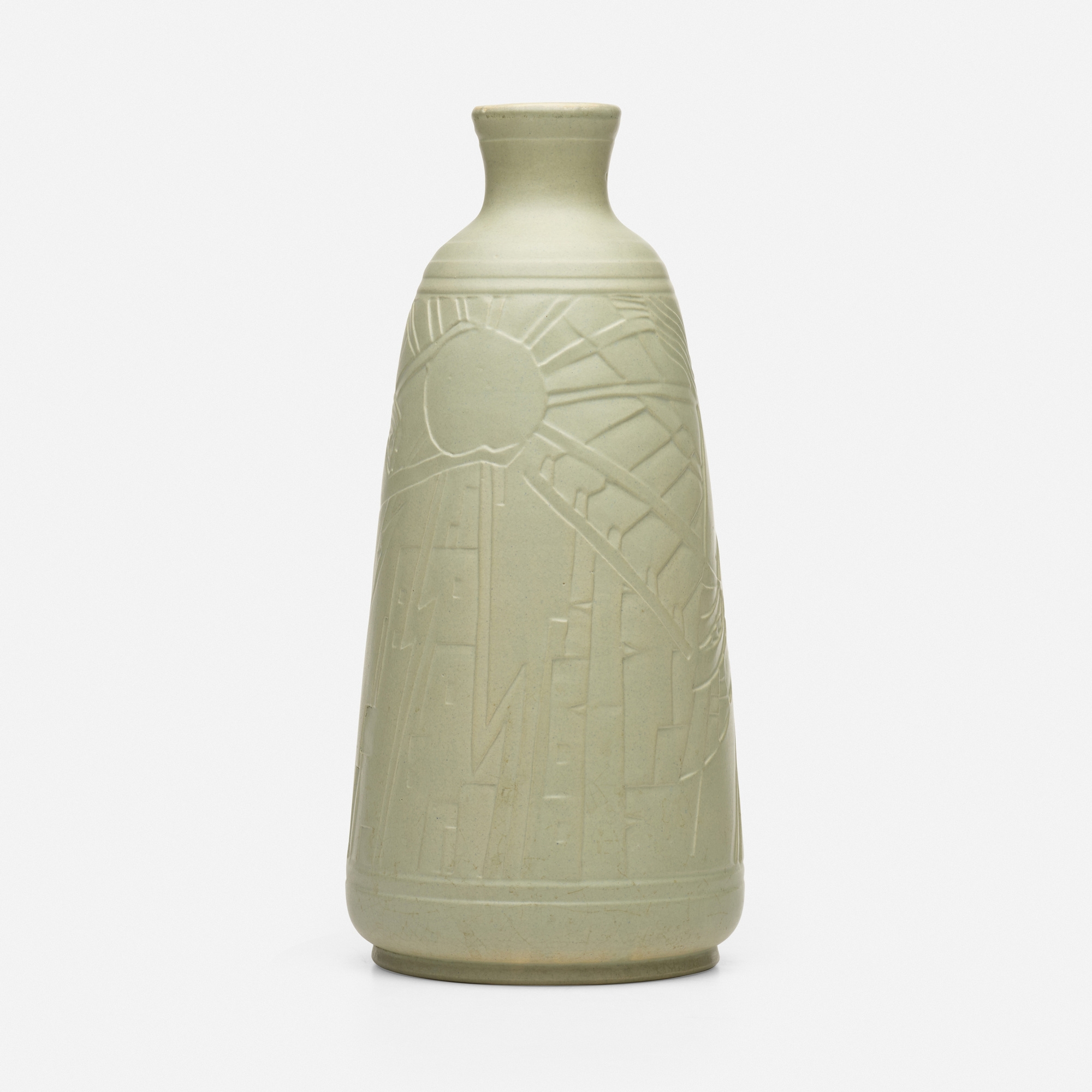 Artwork by Charles M. Harder, Tall vase with Egyptian scene, Made of glazed and carved earthenware