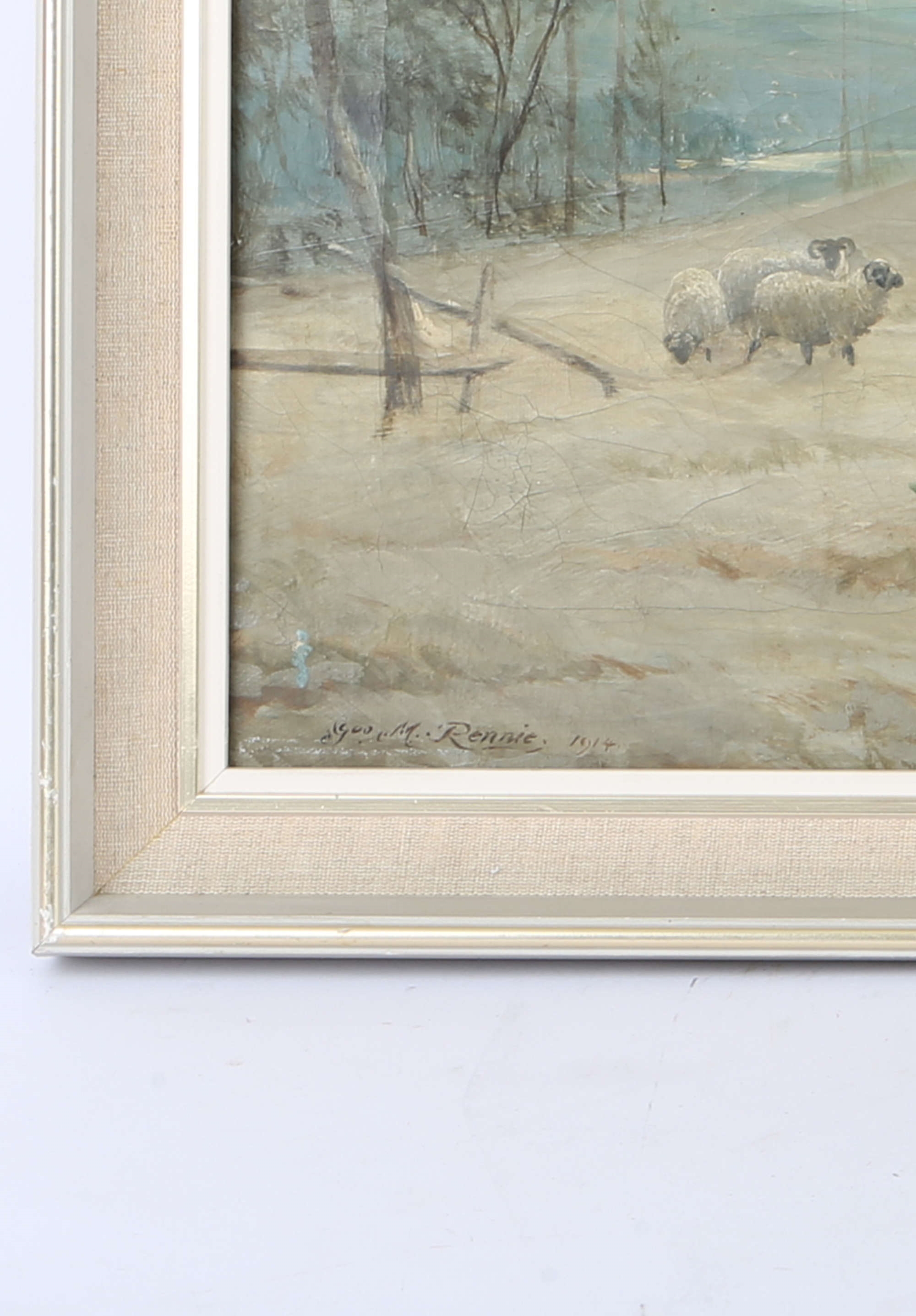 Melvin Rennie winter landscape with sheep to foreground (1914) MutualArt