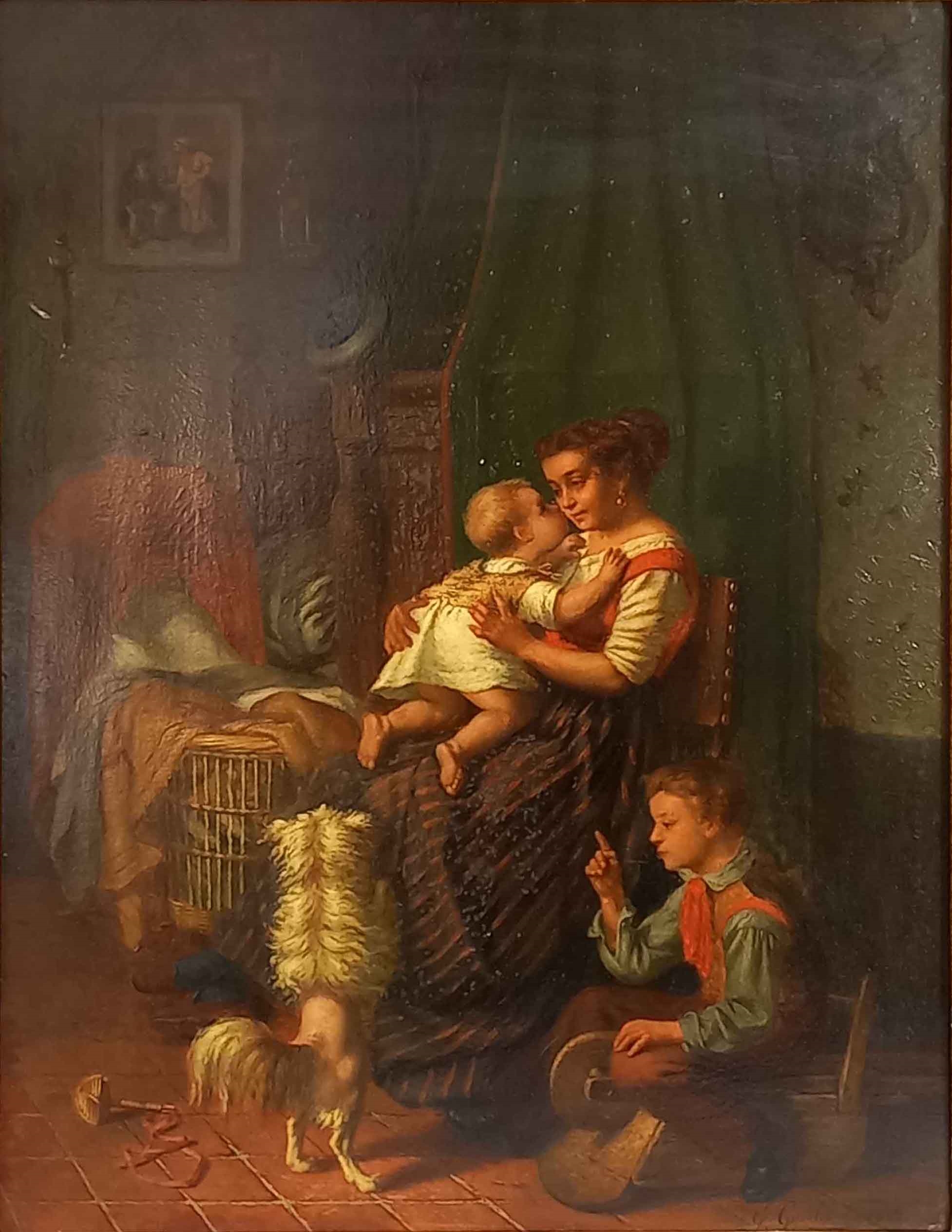 Artwork by Joseph Gyselinckx, Eine Mutter und ihre Kinder, Made of Painting  Oil on wood