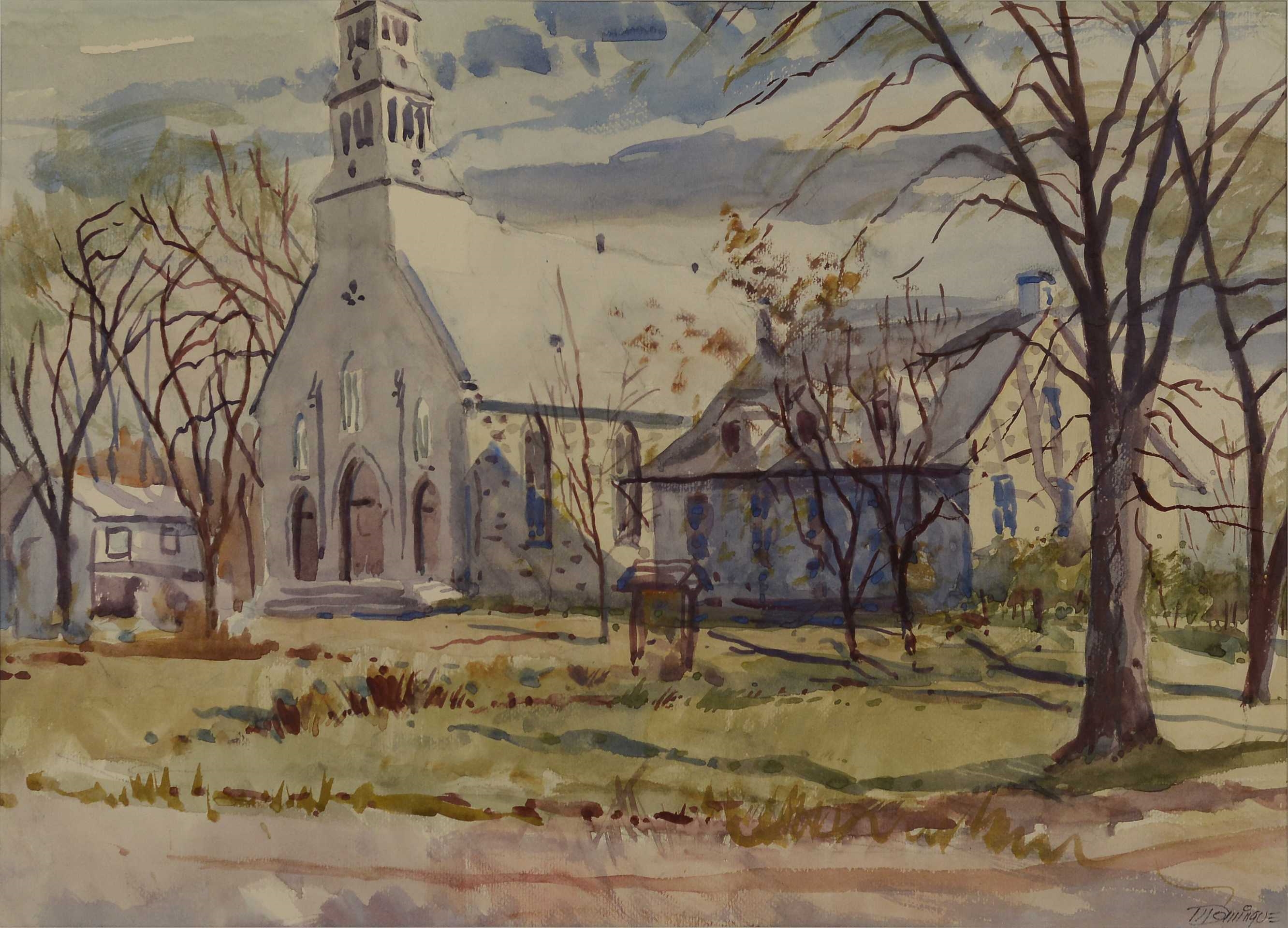 Artwork by Maurice Domingue, Domingue, Maurice - Église, Made of Watercolour on paper