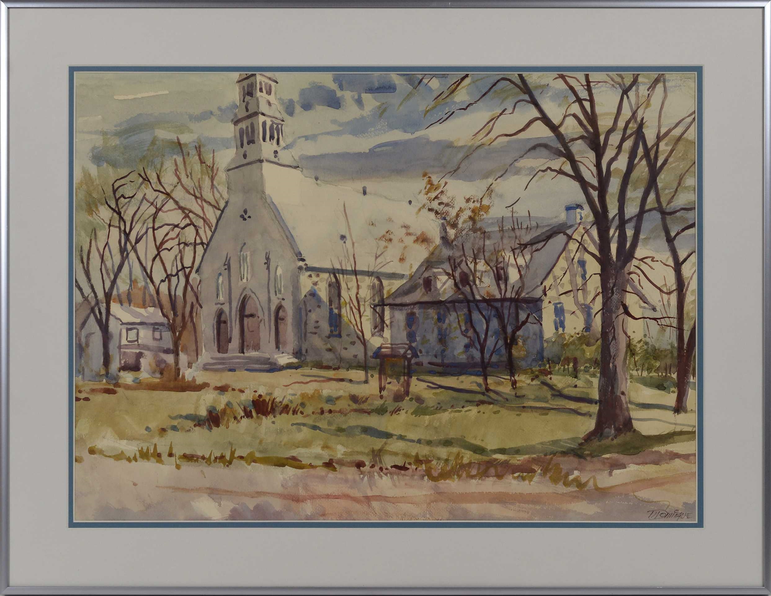 Artwork by Maurice Domingue, Domingue, Maurice - Église, Made of Watercolour on paper
