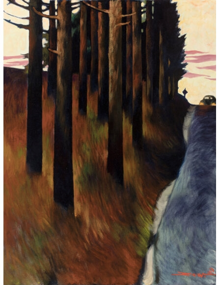 Artwork by Z.Z. Wei, Tall Fir Trees, Made of Oil on canvas