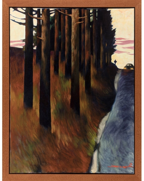 Artwork by Z.Z. Wei, Tall Fir Trees, Made of Oil on canvas