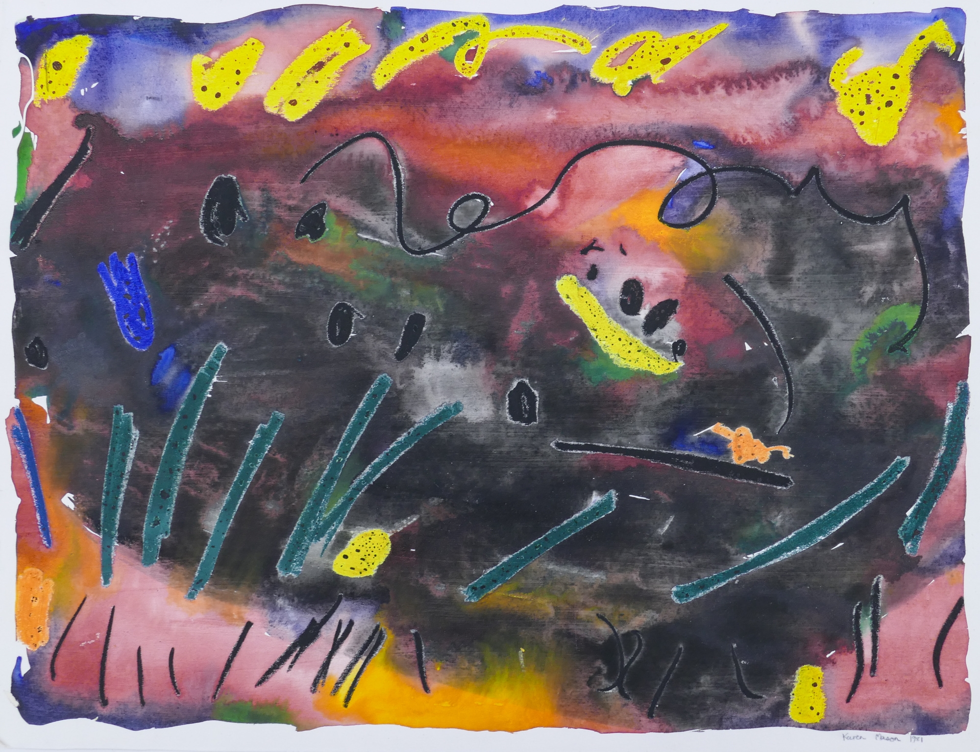 Alden Mason LANDSCAPE WITH FLYING YELLOW'' (1960) MutualArt