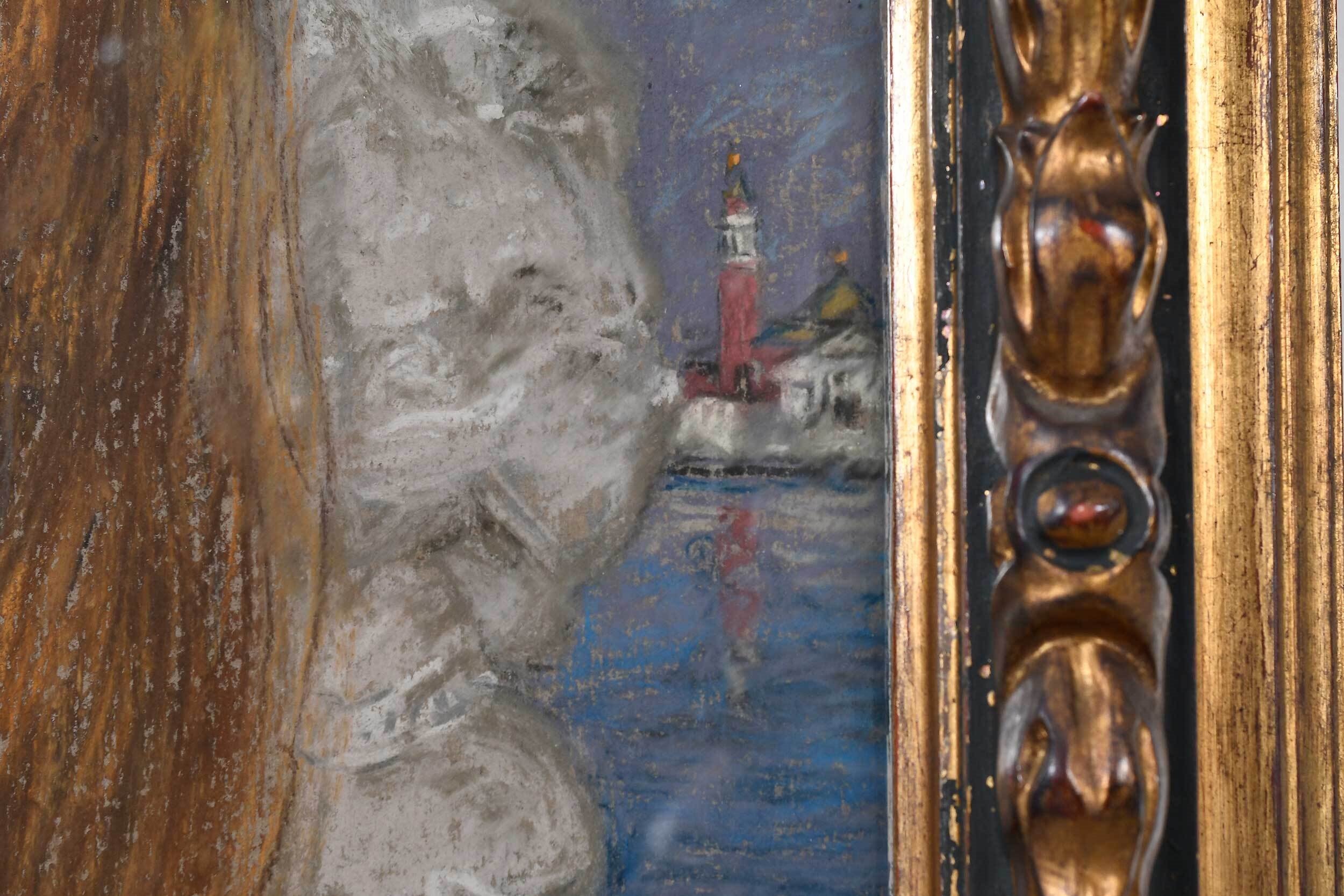 Artwork by John Herman Recknagel, Pre-Raphaelite Portrait  of a Young Girl with Red Hair, Made of pastel on paper