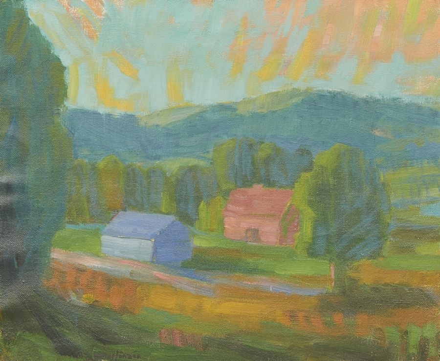 Hadar Jönzén | Landskap med hus | MutualArt