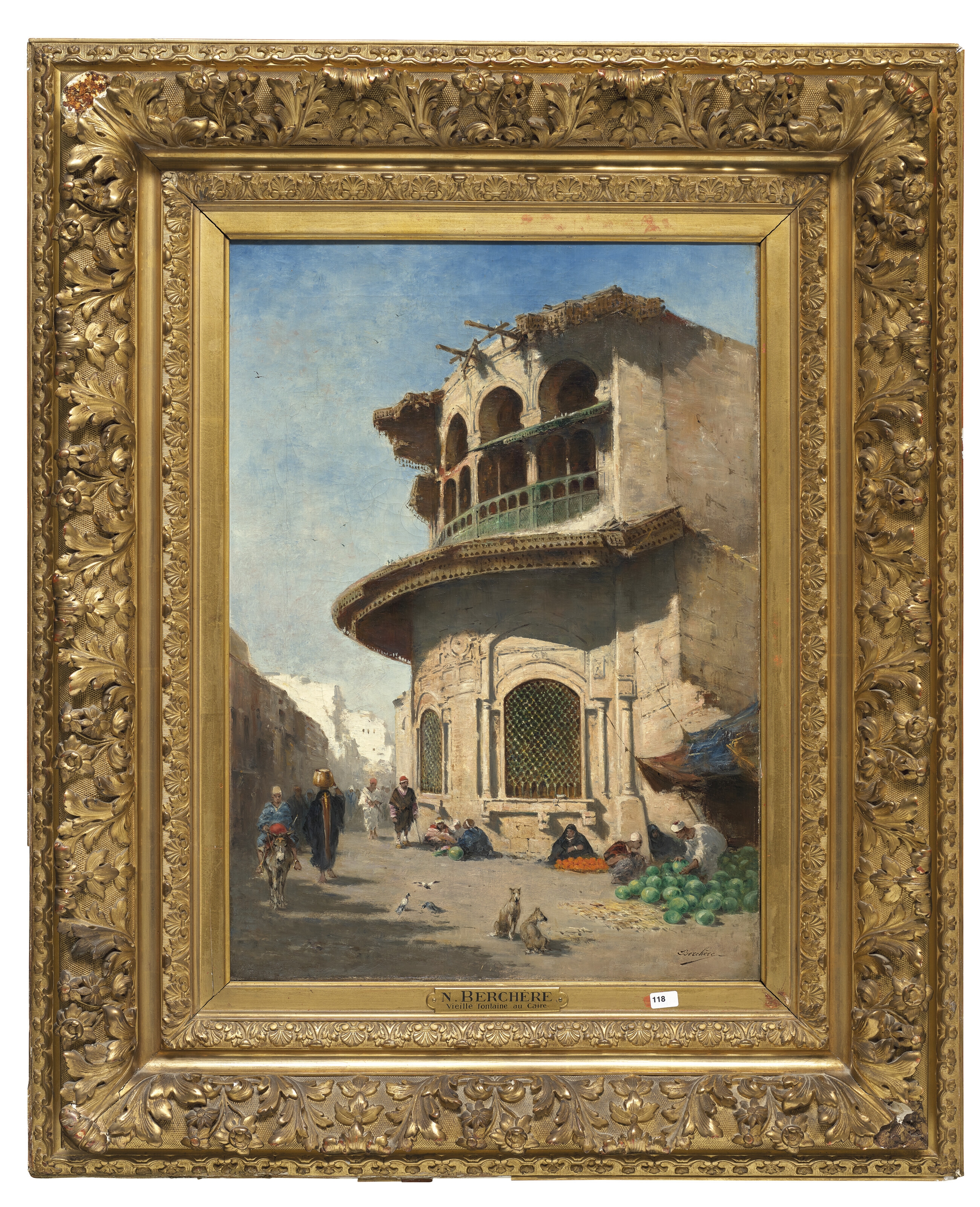 Artwork by Narcisse Berchère, Cortège d'un mariage au Caire ; Vieille fontaine au Caire, Made of OIL ON CANVAS