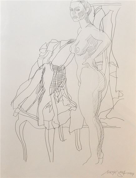 Josef Myk | Nude in the dressing room III (1974) | MutualArt