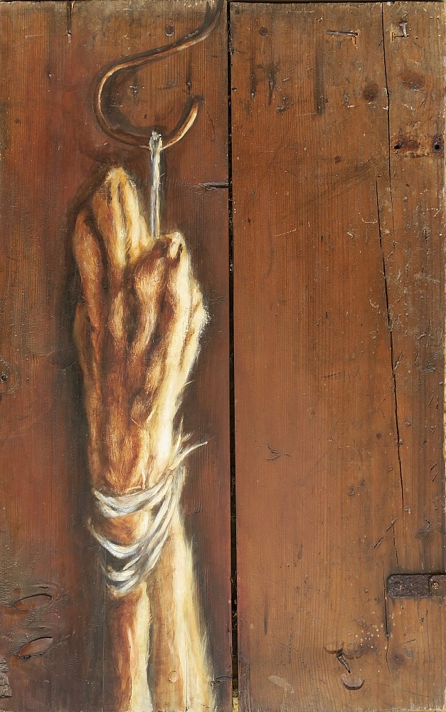 Artwork by Zuzana Ryšánková, On the hook, Made of oil, wood