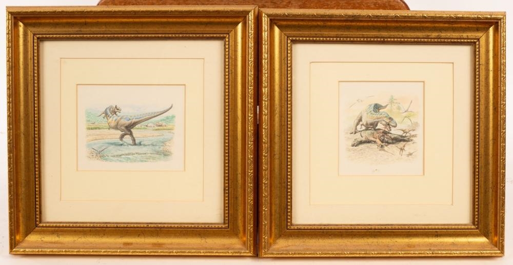 Artwork by John Sibbick, Four Studies of Dinosaurs, Made of pencil and gouache