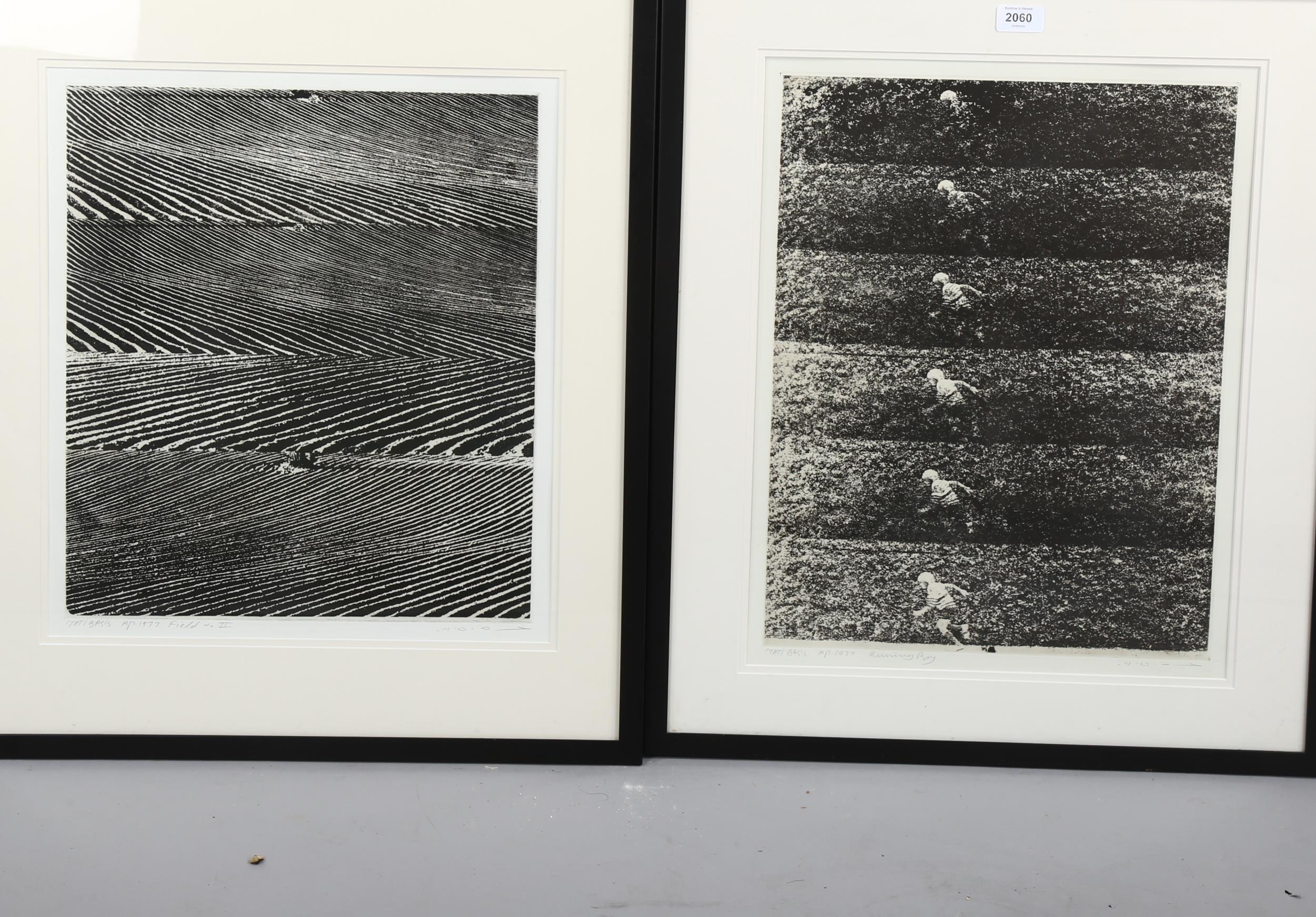 Artwork by Mati Basis, Running Boy and Field No. II, Made of etchings