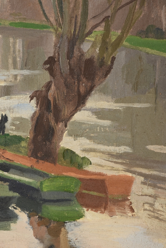 Artwork by Pierre-Eugene Dairin, Fisherman and His Dog, Made of oil on canvas