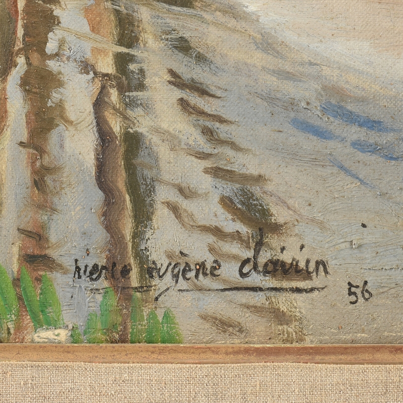 Artwork by Pierre-Eugene Dairin, Fisherman and His Dog, Made of oil on canvas