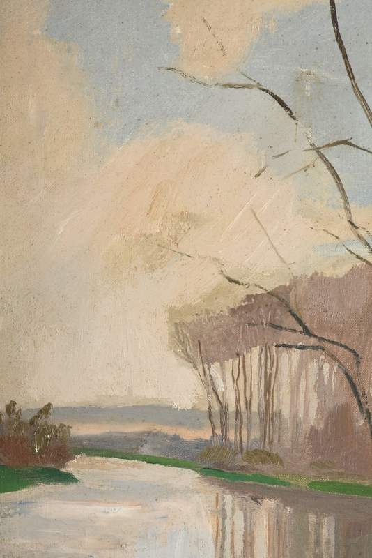 Artwork by Pierre-Eugene Dairin, Fisherman and His Dog, Made of oil on canvas