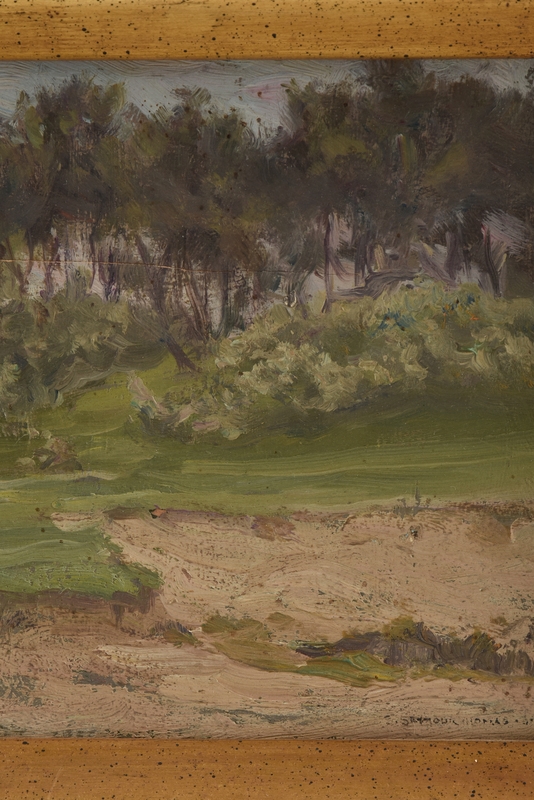 Artwork by Stephen Thomas, Trepieds France, Near Étaples, Made of oil on board