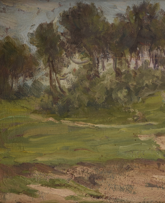 Artwork by Stephen Thomas, Trepieds France, Near Étaples, Made of oil on board