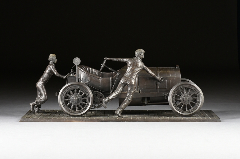 Artwork by Carl Hungness, Ralph DePalma's 1912 Indianapolis 500 Defeat, Made of patinated bronze
