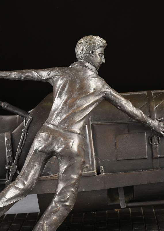 Artwork by Carl Hungness, Ralph DePalma's 1912 Indianapolis 500 Defeat, Made of patinated bronze