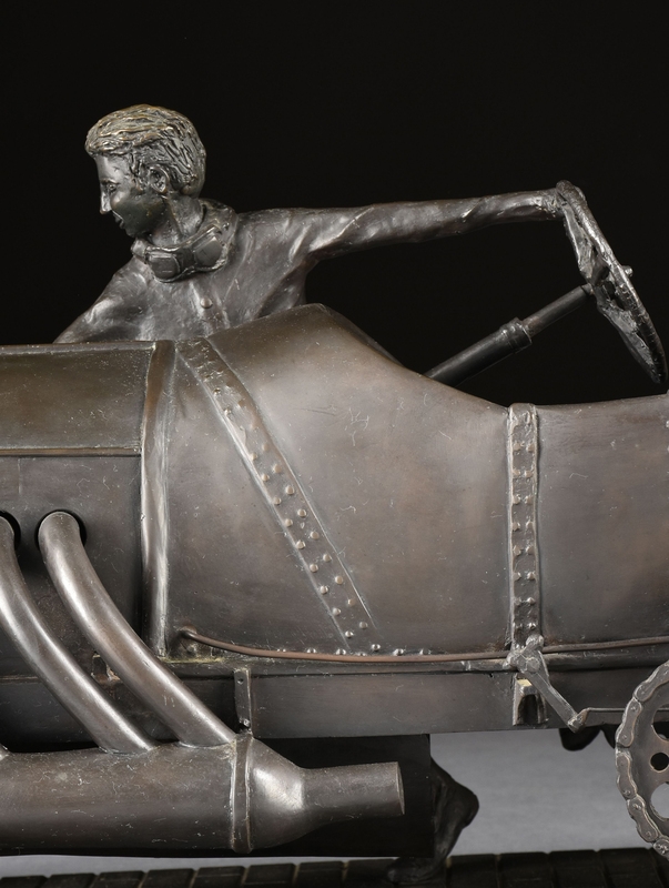 Artwork by Carl Hungness, Ralph DePalma's 1912 Indianapolis 500 Defeat, Made of patinated bronze