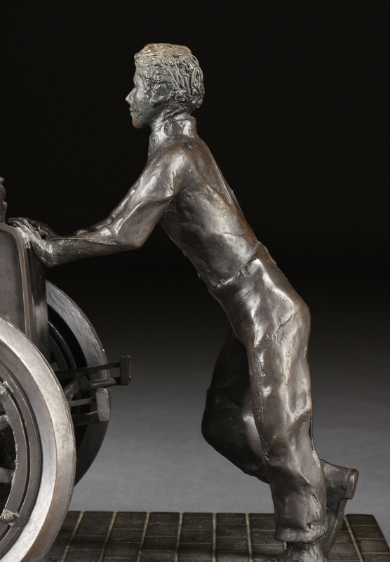 Artwork by Carl Hungness, Ralph DePalma's 1912 Indianapolis 500 Defeat, Made of patinated bronze