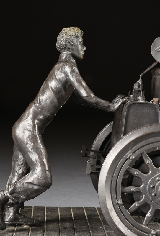 Artwork by Carl Hungness, Ralph DePalma's 1912 Indianapolis 500 Defeat, Made of patinated bronze