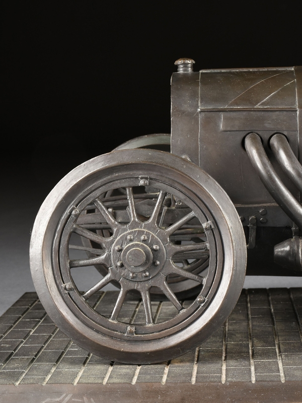 Artwork by Carl Hungness, Ralph DePalma's 1912 Indianapolis 500 Defeat, Made of patinated bronze