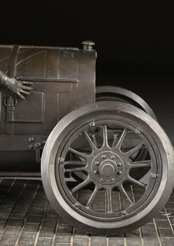 Artwork by Carl Hungness, Ralph DePalma's 1912 Indianapolis 500 Defeat, Made of patinated bronze