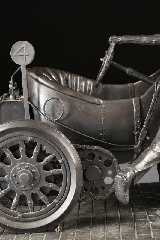 Artwork by Carl Hungness, Ralph DePalma's 1912 Indianapolis 500 Defeat, Made of patinated bronze