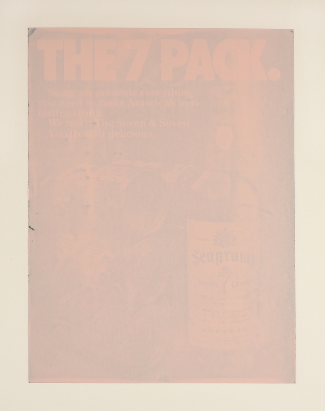Artwork by Adam Gondek, Pink Ad; Gold Ad, Made of enamel on magazine paper mounted on paper