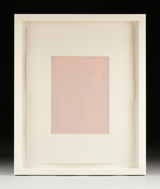 Artwork by Adam Gondek, Pink Ad; Gold Ad, Made of enamel on magazine paper mounted on paper