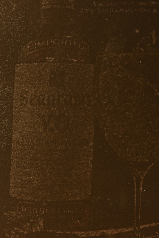 Artwork by Adam Gondek, Pink Ad; Gold Ad, Made of enamel on magazine paper mounted on paper