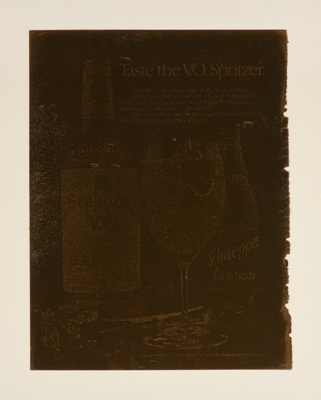 Artwork by Adam Gondek, Pink Ad; Gold Ad, Made of enamel on magazine paper mounted on paper