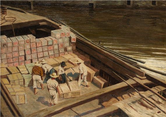The unloading of the goods at the quay of the port of Pernanbuco by Mariano Felez