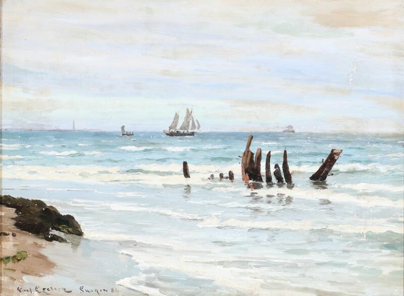 Carl Ludvig Thilson Locher | The coast at Skagen Sønderstrand with ...